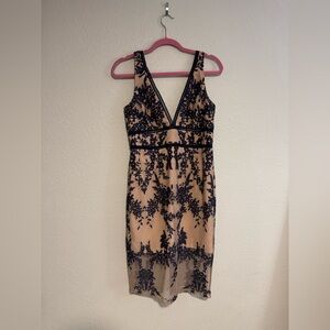 Bardot indigo and Blush Lace dress